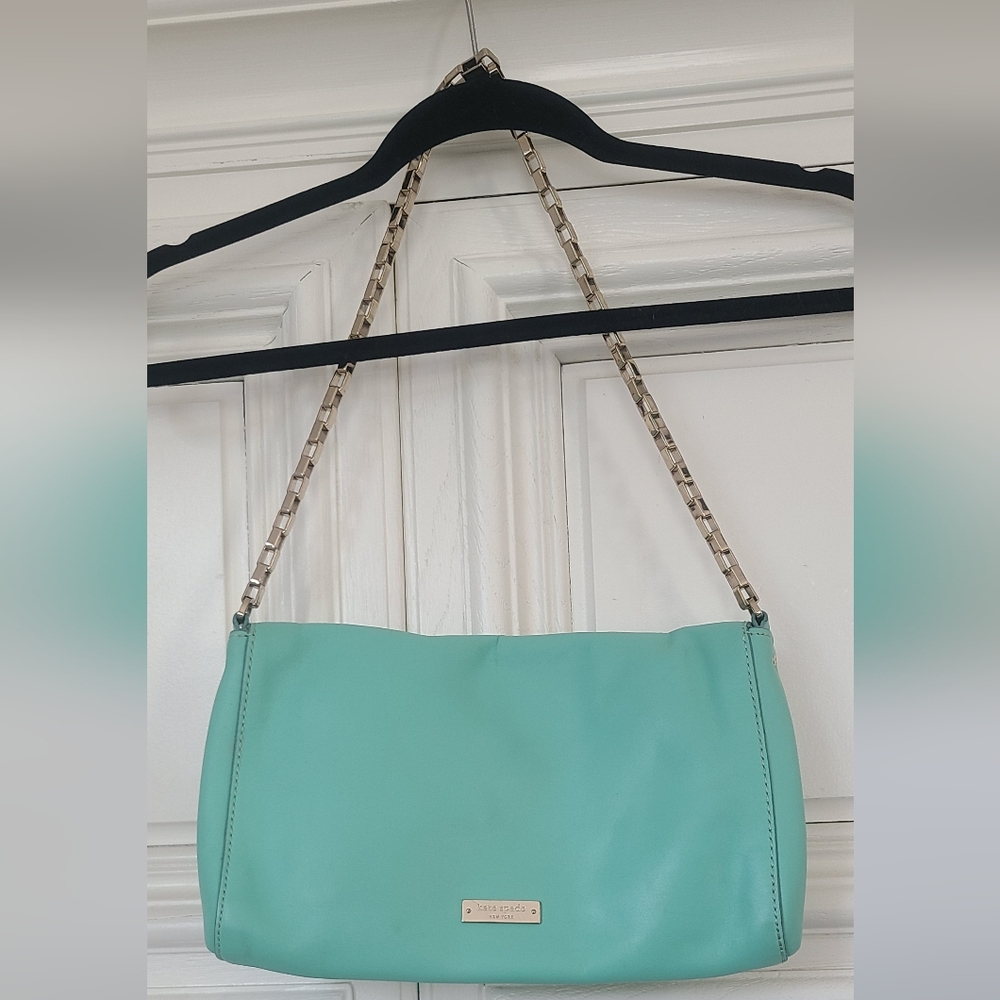 Kate Spade mint green purse with stud and bowties - Picture 2 of 8